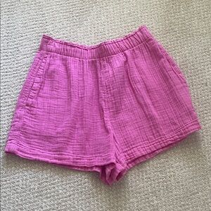 GAP Bright Pink High-Waist Cotton Gauze Shorts